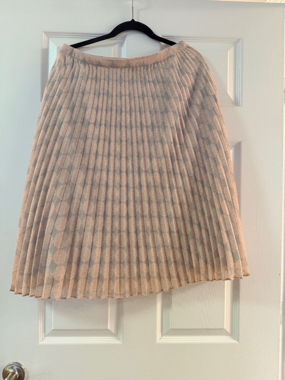 Pleated Polka dot midi Skirt - Beige/Pink